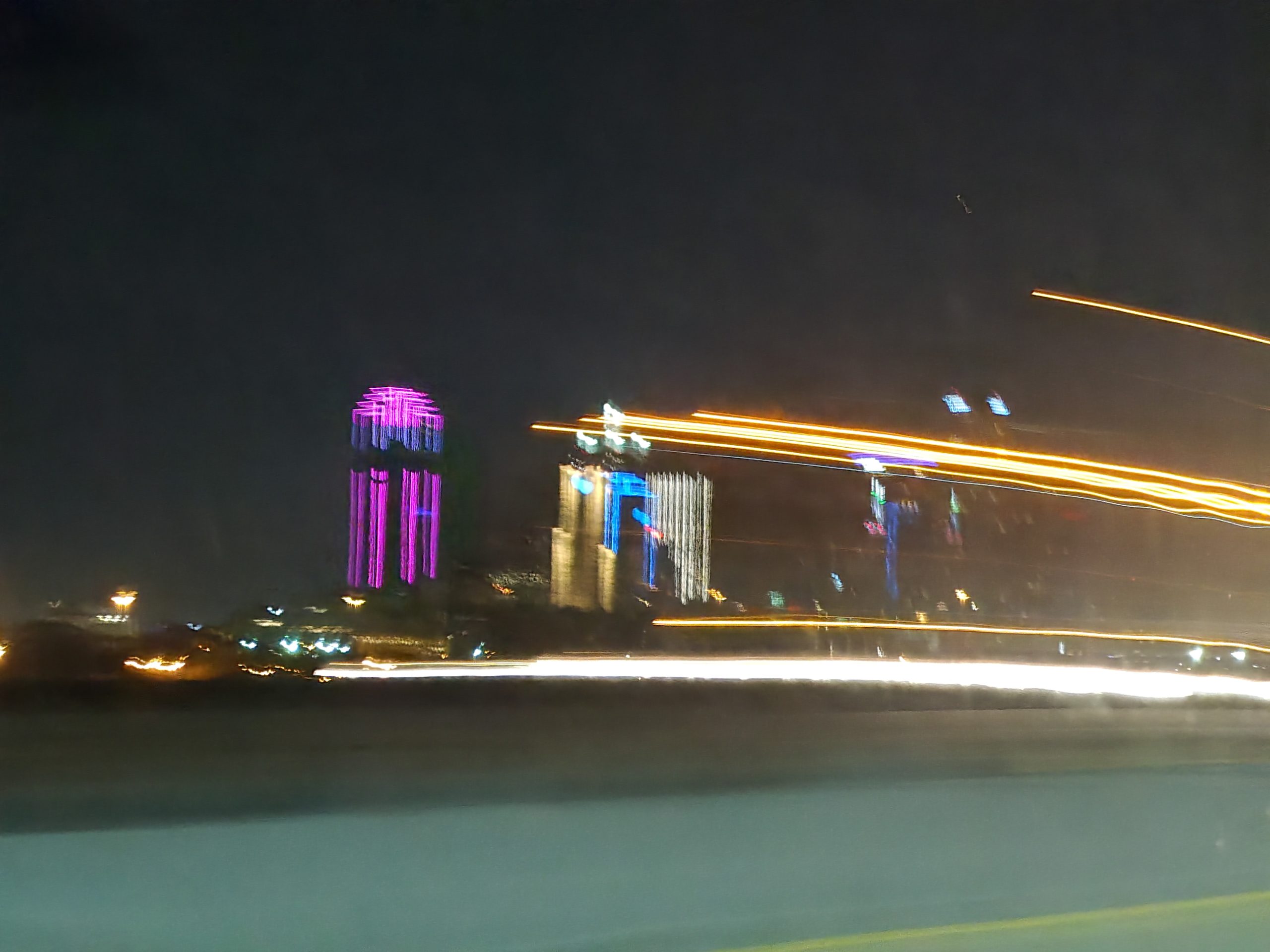 Dallas skyline with light blur